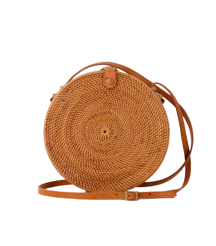 Túi mây quai da kiểu dáng tròn